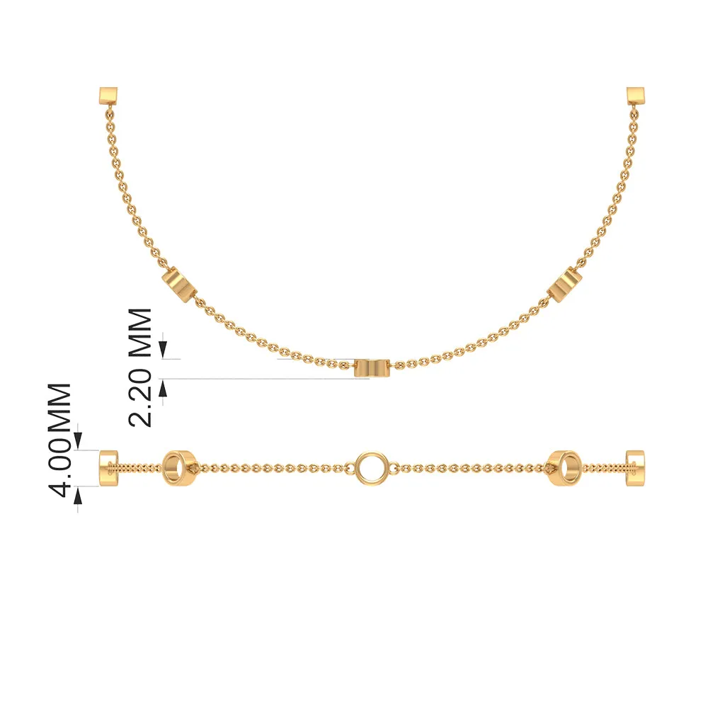 1 CT Bezel Set Rhodolite Seven Stone Station Chain Bracelet