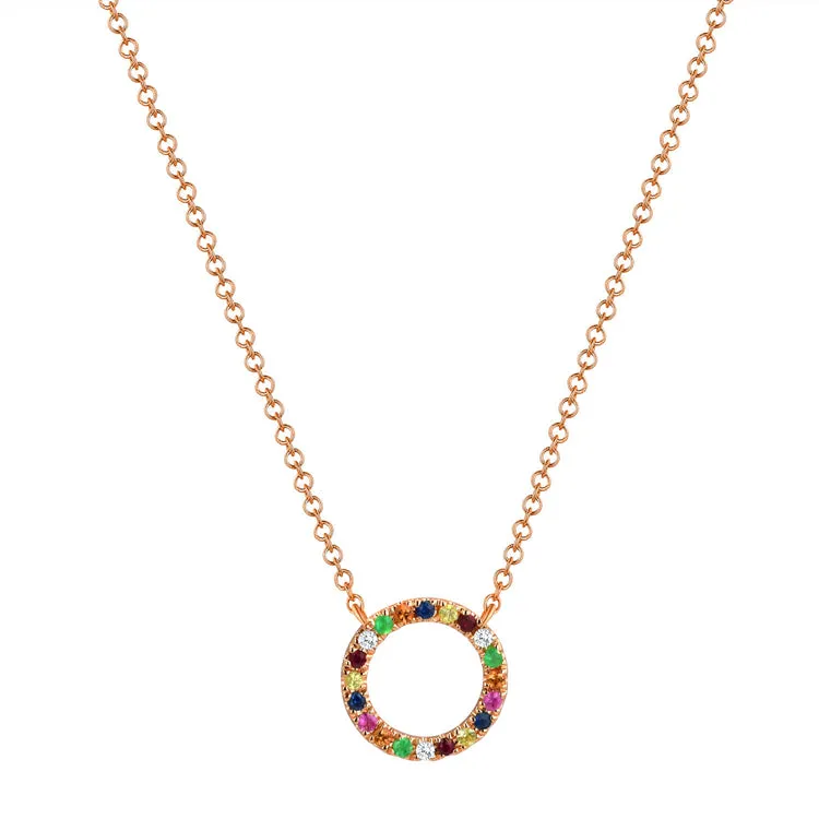 14k Gold & Rainbow Sapphire Necklace