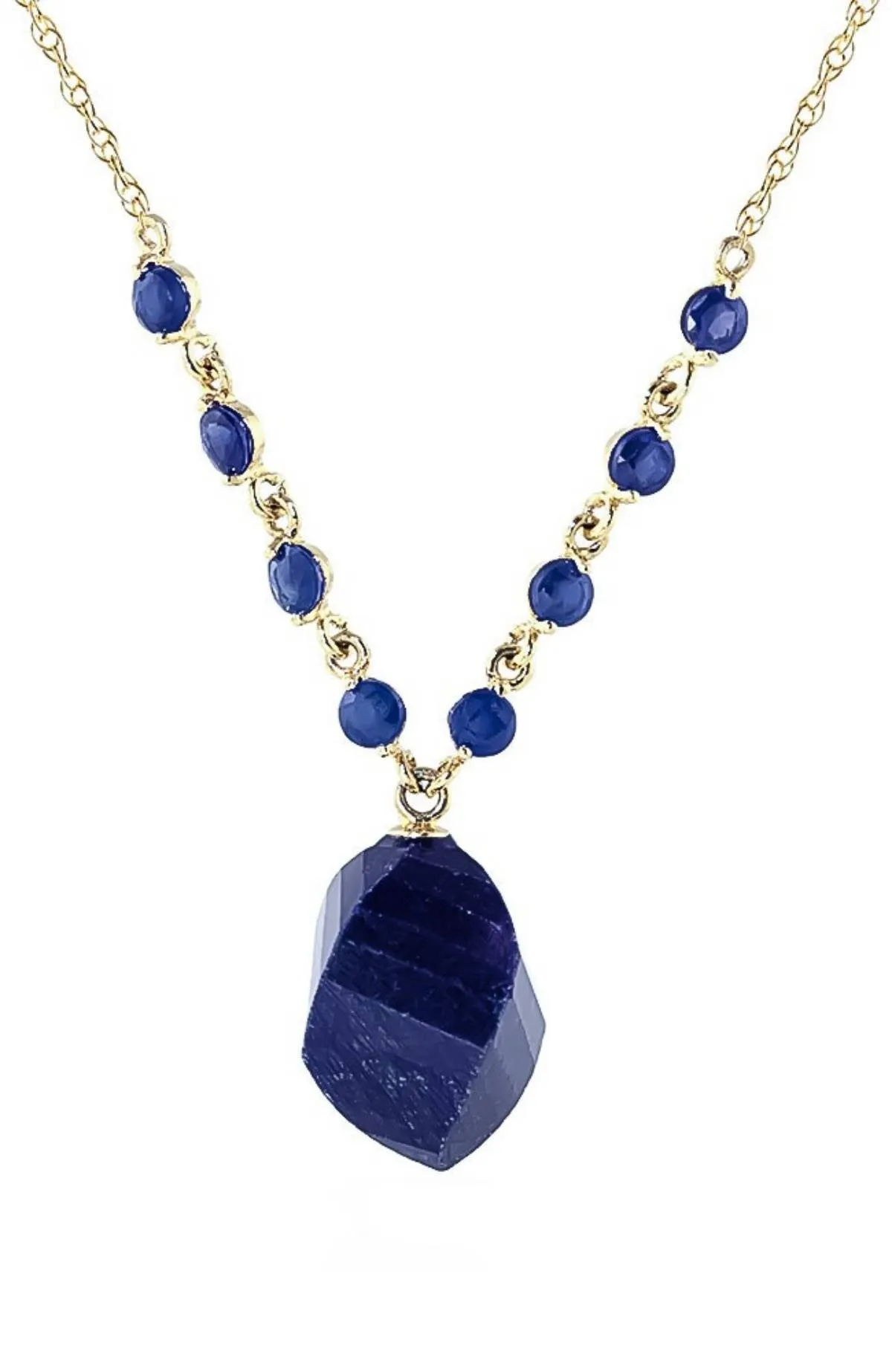 16.25 Carat 14K Solid Yellow Gold Tigress Sapphire Necklace