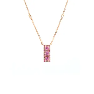 18K Rose Gold Diamond & Pink Sapphire Necklace | 18K 玫瑰金粉紅宝石及钻石项链