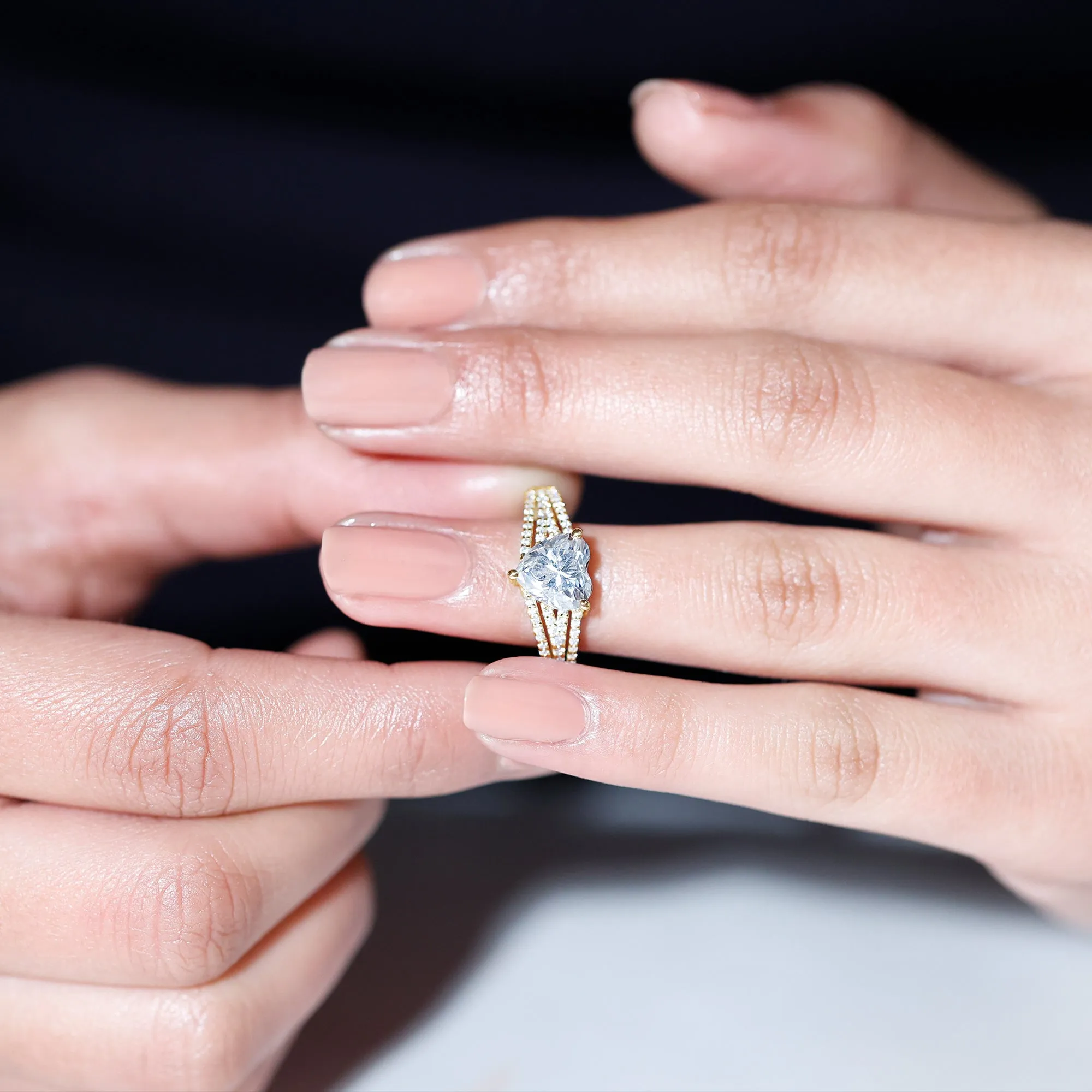 2.50 CT Split Shank Moissanite Heart Designer Engagement Ring