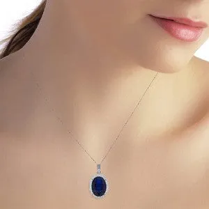 6.58 Carat 14K Solid White Gold Emblematic Sapphire Diamond Necklace