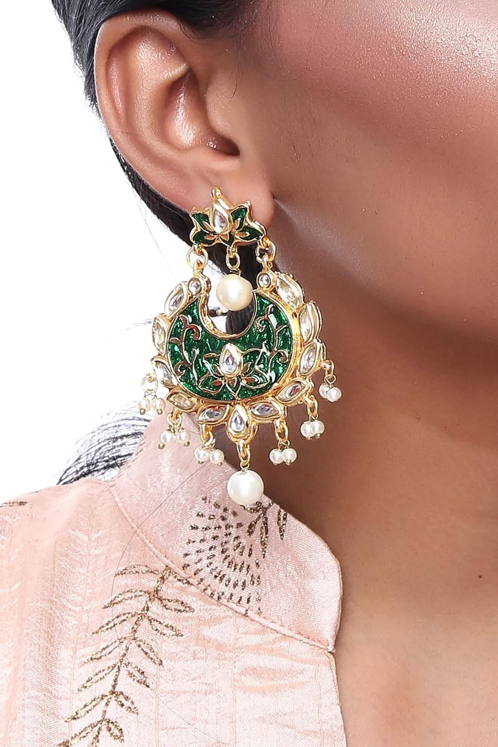 Alloy Large Dangle Earrings in Green