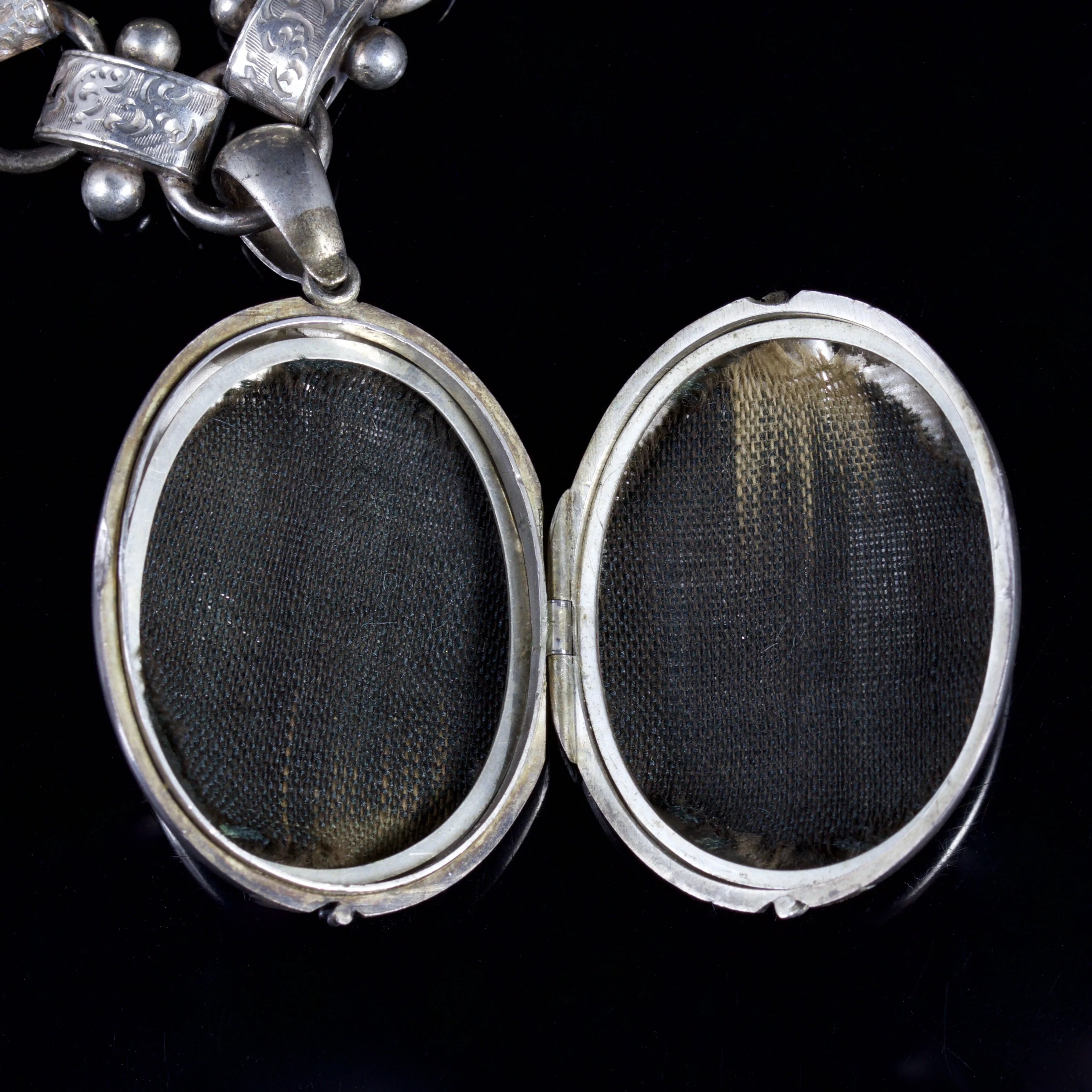 Antique Victorian Locket Collar Silver Circa 1880