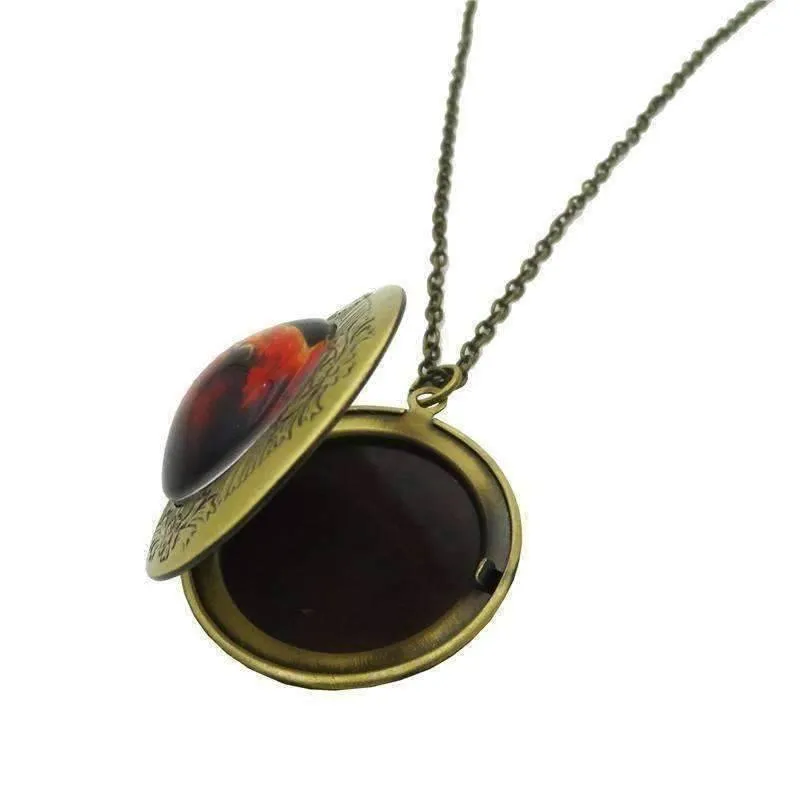 Butterfly Glass Cabochon Antique Locket Necklace