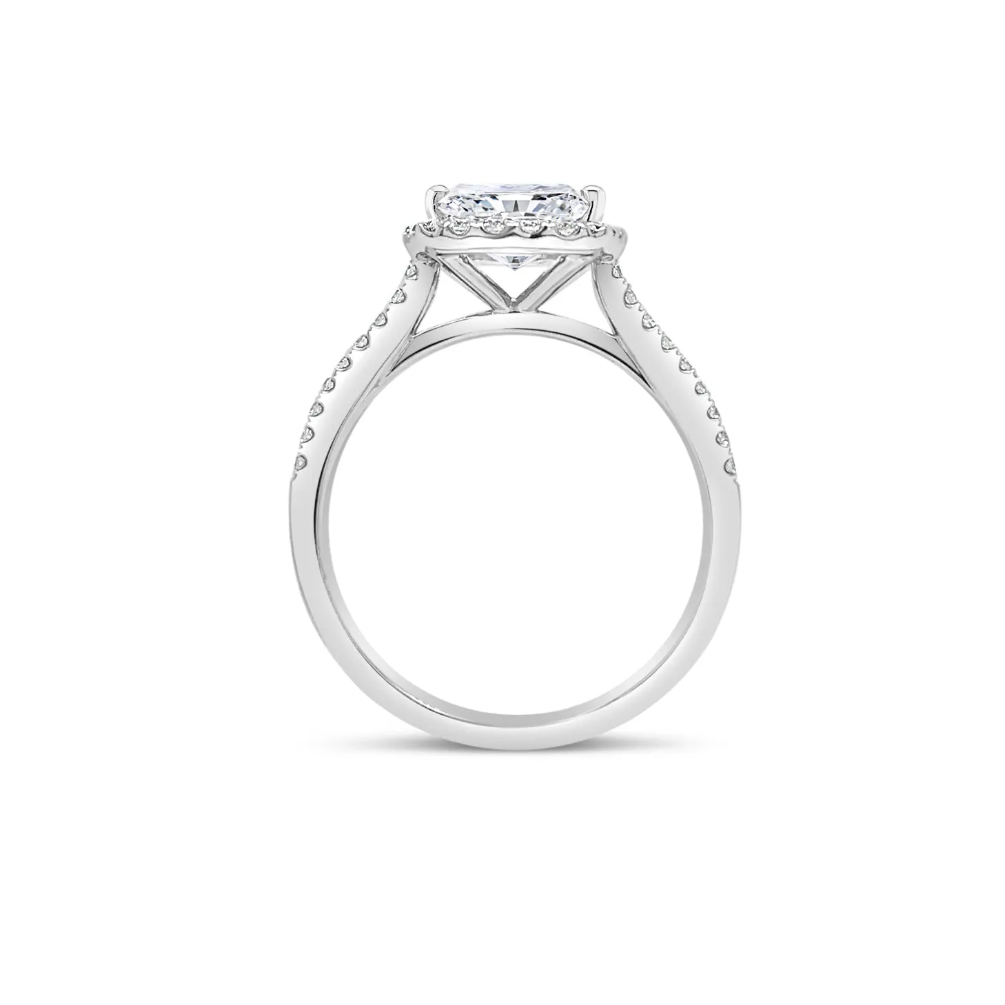 Cushion Halo Diamond Engagement Ring with Split Shank