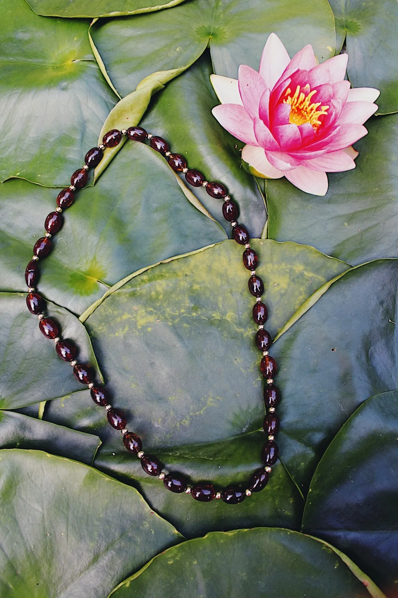 Faux Amber Beaded Necklace