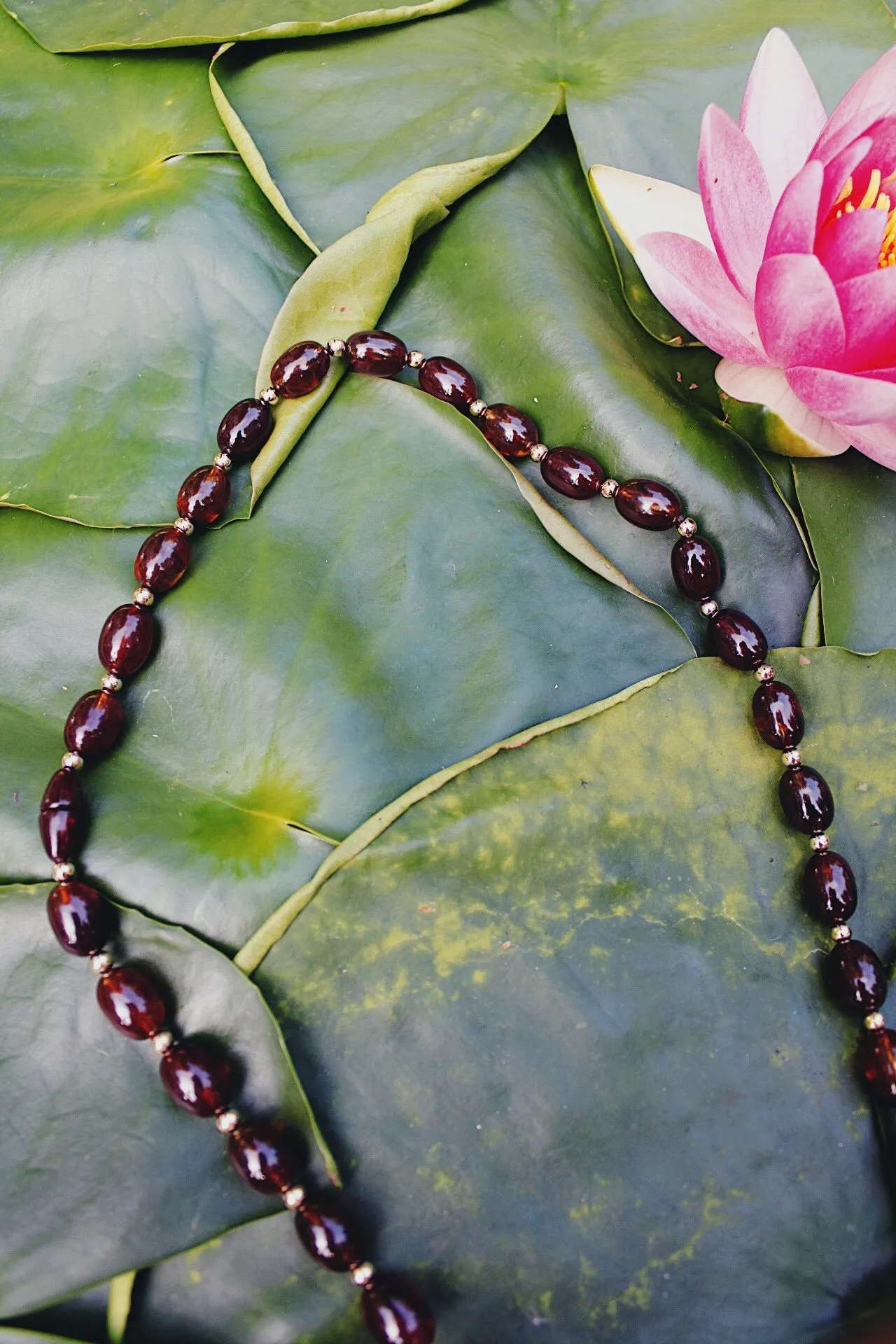 Faux Amber Beaded Necklace
