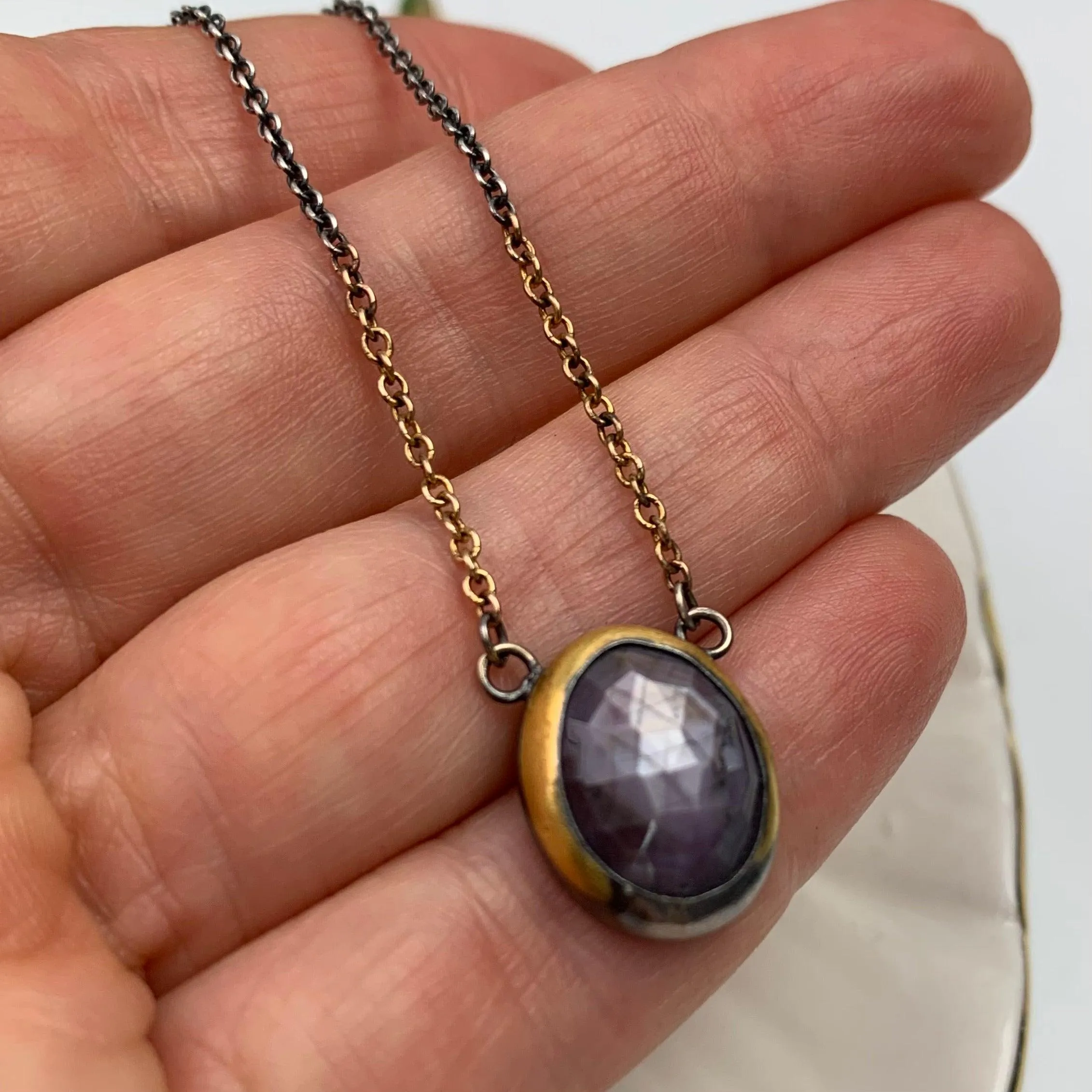 Rare Purple Corundum Sapphire and Diamonds Jewelry